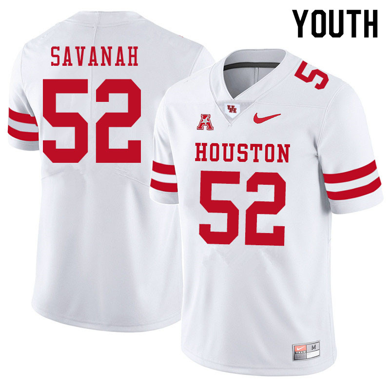 Youth #52 Ken Savanah Houston Cougars College Football Jerseys Sale-White